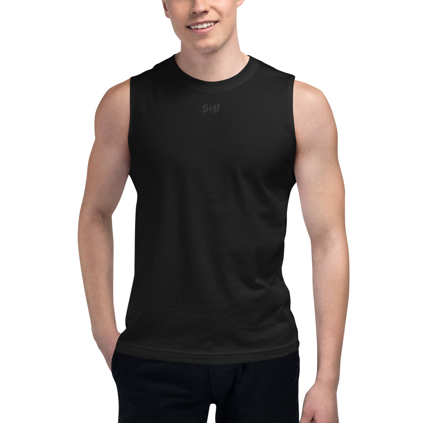 Blacked Out Sleeveless Muscle Shirt